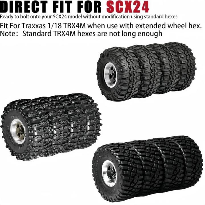 1.0 Inch RC Crawler Tires Upgrades with Foam Inserts for Traxxas TRX4M Axial SCX24 FCX24 97054-1 and RC 1/18 1/24 Scale 4Pcs